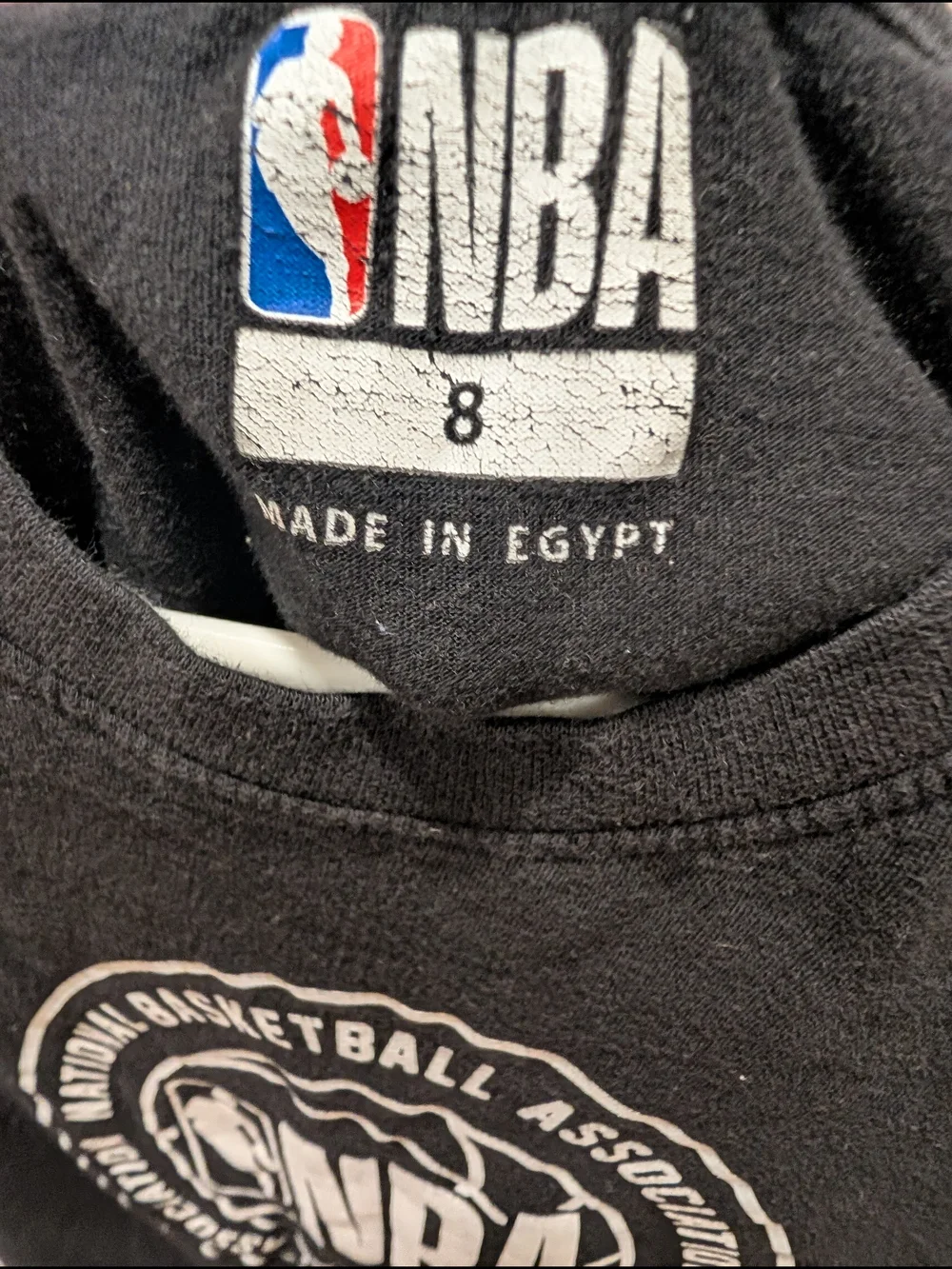 NBA Black T-Shirt with White Circular Logo Boys size 8